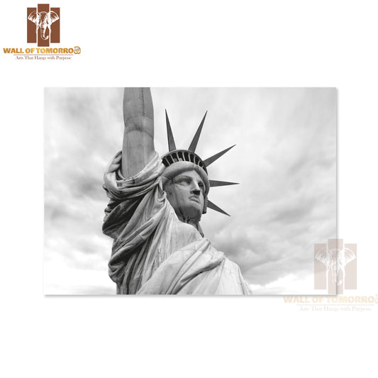 The Statue of Liberty Is Shown in B&W High Quality Unframed Poster Print & Waterproof Poster Print Wall Décor