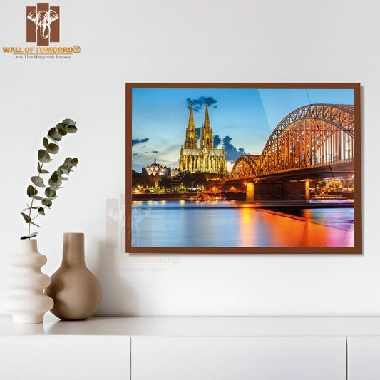 View On Cologne Cathedral and Hohenzollern Bridge, Germany High Quality Unframed Poster Print & Waterproof Poster Print Wall Décor