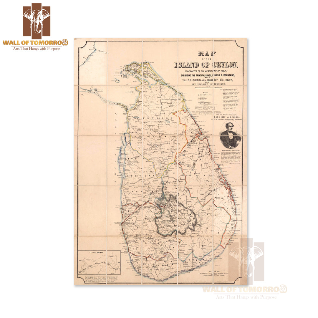 Map of the island of Ceylon; Colombo, Sri Lanka 1868 High Quality Unframed Poster Print & Waterproof Poster Print Wall Décor in Sri Lanka