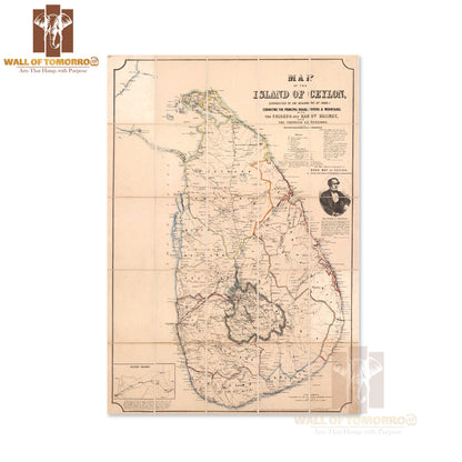 Map of the island of Ceylon; Colombo, Sri Lanka 1868 High Quality Unframed Poster Print & Waterproof Poster Print Wall Décor in Sri Lanka