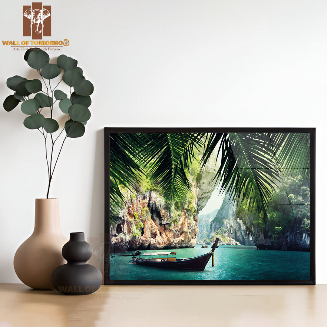 Boat On Sea Scenery Photograph High Quality Unframed Poster Print & Waterproof Poster Print Wall Décor