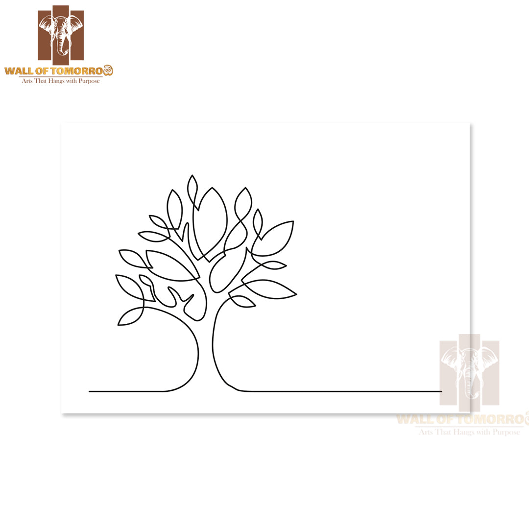 Line Drawing of Tree on White Background High Quality Unframed Poster Print & Waterproof Poster Print Wall Décor