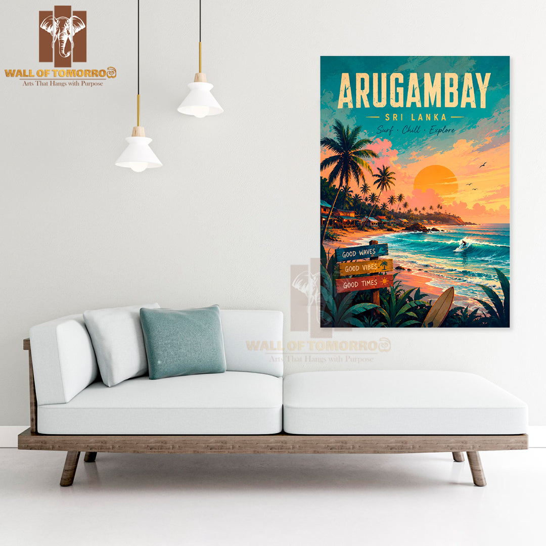 The Waves, Soaking Up The Sun in Arugambay, Sri Lanka Travel High Quality Unframed Poster Print & Waterproof Poster Print Wall Décor