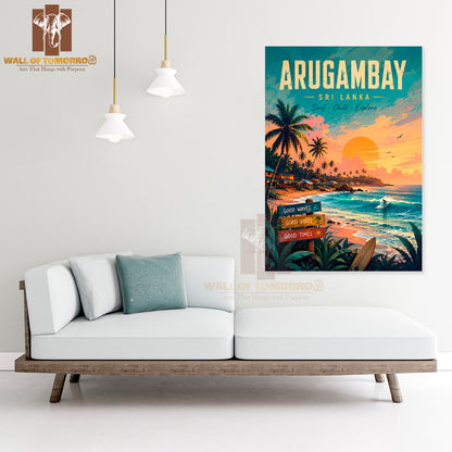 The Waves, Soaking Up The Sun in Arugambay, Sri Lanka Travel High Quality Unframed Poster Print & Waterproof Poster Print Wall Décor