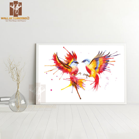 Colorful Birds Watercolor High Quality Unframed Poster Print & Waterproof Poster Print Wall Décor