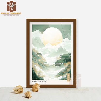 Midori No Yuhi Japandi Art High Quality Glass Frame Wall Décor
