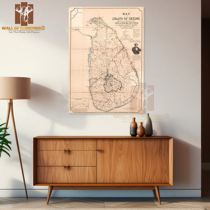 Map of the island of Ceylon; Colombo, Sri Lanka 1868 High Quality Unframed Poster Print & Waterproof Poster Print Wall Décor in Sri Lanka