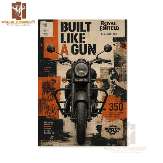 Royal Enfield Classic 350, Built Like A Gun Motor Bike High Quality Unframed Poster Print & Laminated Poster Print Wall Décor in Sri Lanka