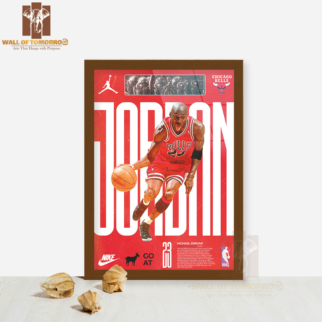 Famous Basketball Team Player Featuring Famous Team Sports High Quality Glass Frame Wall Décor