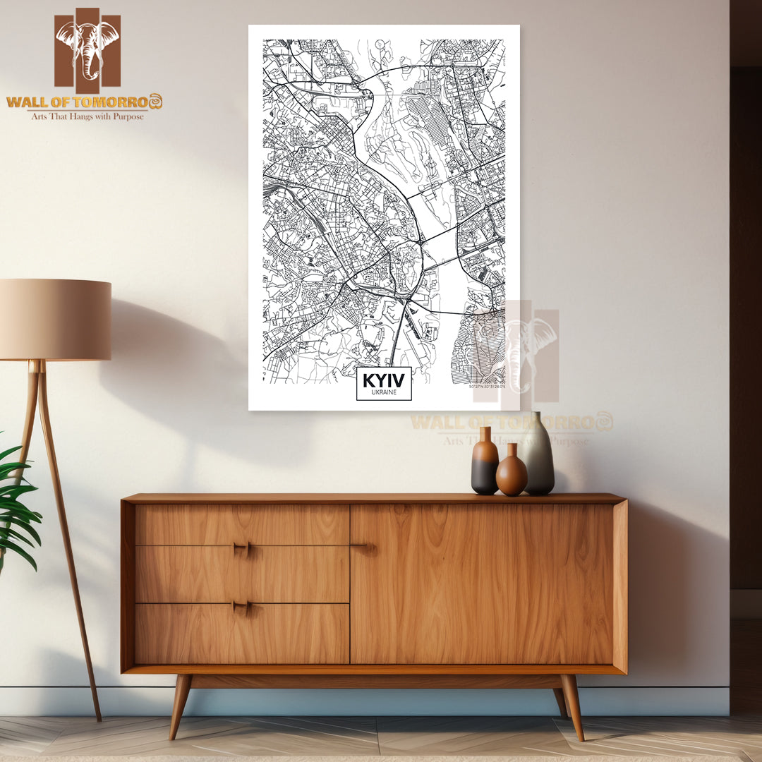 City Map Kyiv Educational High Quality Unframed Poster Print & Waterproof Poster Print Wall Décor
