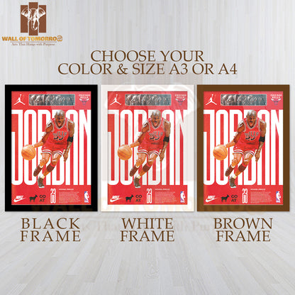 Famous Basketball Team Player Featuring Famous Team Sports High Quality Glass Frame Wall Décor