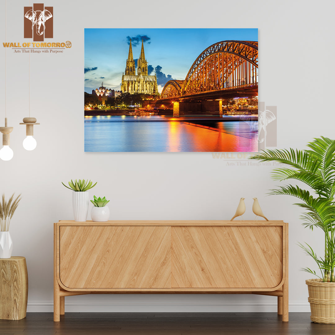 View On Cologne Cathedral and Hohenzollern Bridge, Germany High Quality Unframed Poster Print & Waterproof Poster Print Wall Décor