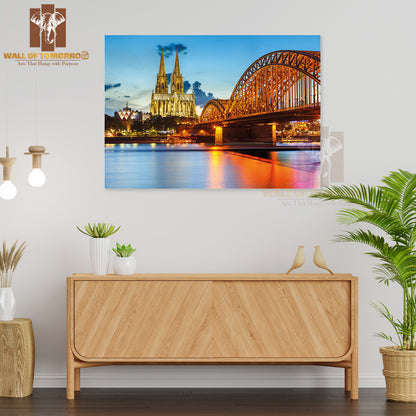 View On Cologne Cathedral and Hohenzollern Bridge, Germany High Quality Unframed Poster Print & Waterproof Poster Print Wall Décor