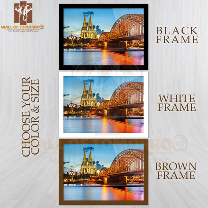 View On Cologne Cathedral and Hohenzollern Bridge, Germany High Quality Unframed Poster Print & Waterproof Poster Print Wall Décor