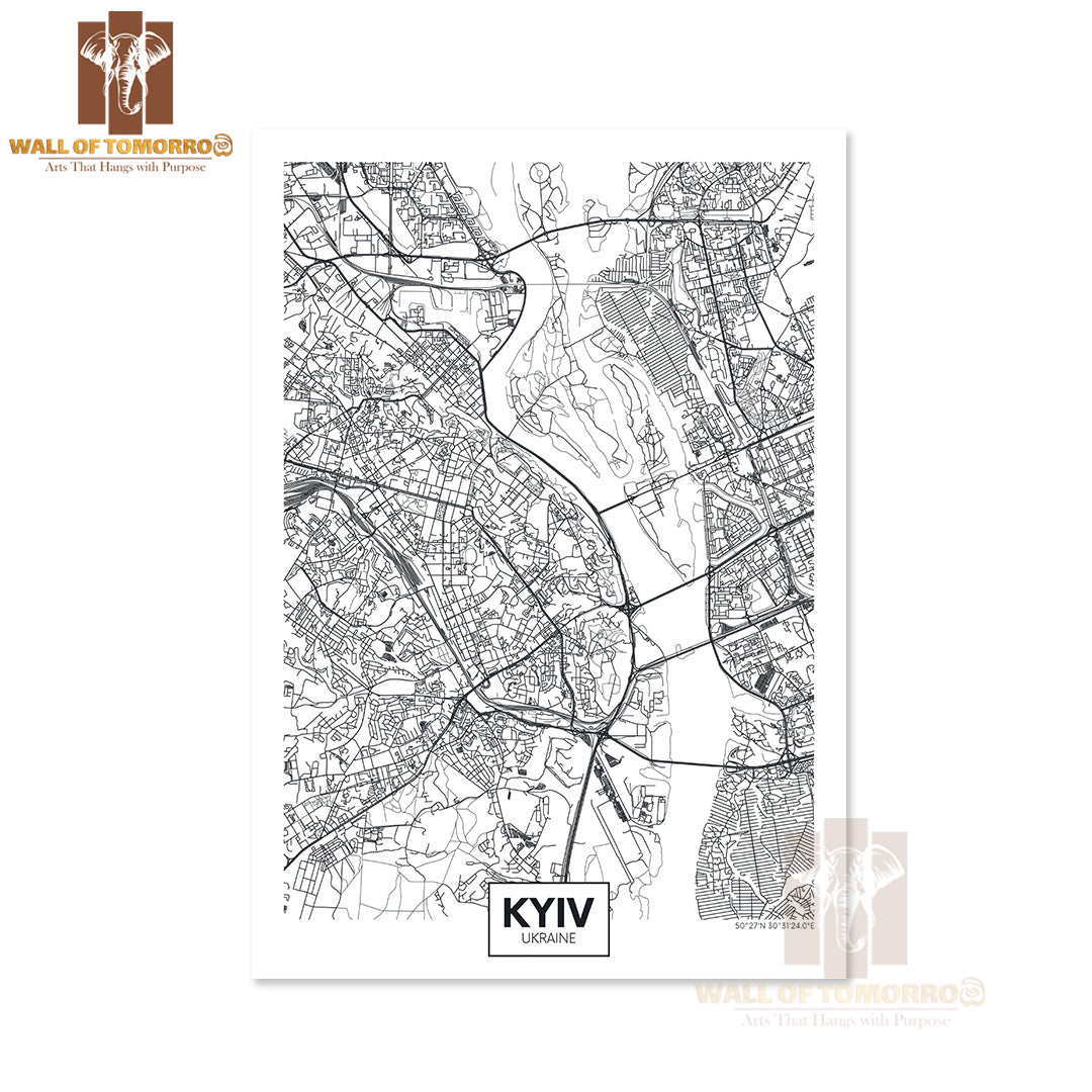 City Map Kyiv Educational High Quality Unframed Poster Print & Waterproof Poster Print Wall Décor