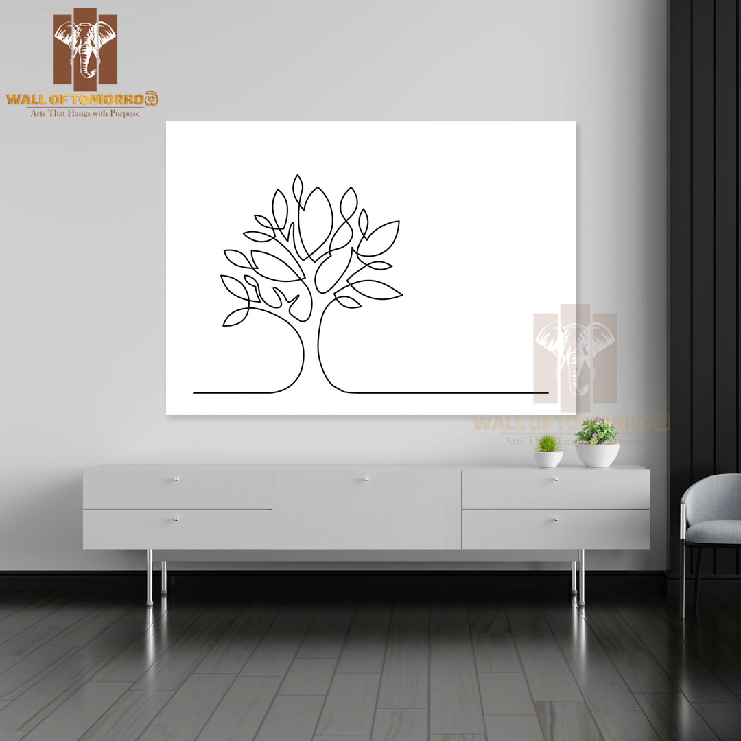 Line Drawing of Tree on White Background High Quality Unframed Poster Print & Waterproof Poster Print Wall Décor