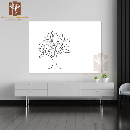 Line Drawing of Tree on White Background High Quality Unframed Poster Print & Waterproof Poster Print Wall Décor