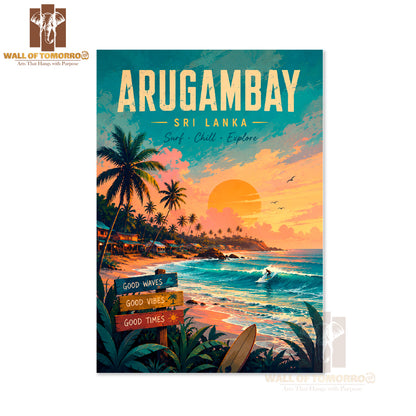 The Waves, Soaking Up The Sun in Arugambay, Sri Lanka Travel High Quality Unframed Poster Print & Waterproof Poster Print Wall Décor