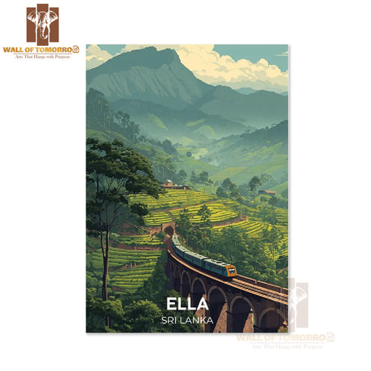 Nine Arches Bridge with Rolling Tea Plantations and Misty Mountains - Ella, Sri Lanka Travel High Quality Unframed Poster Print & Waterproof Poster Print Wall Décor