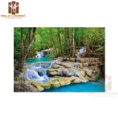 Waterfall In the Jungle with Blue Water High Quality Unframed Poster Print & Waterproof Poster Print Wall Décor