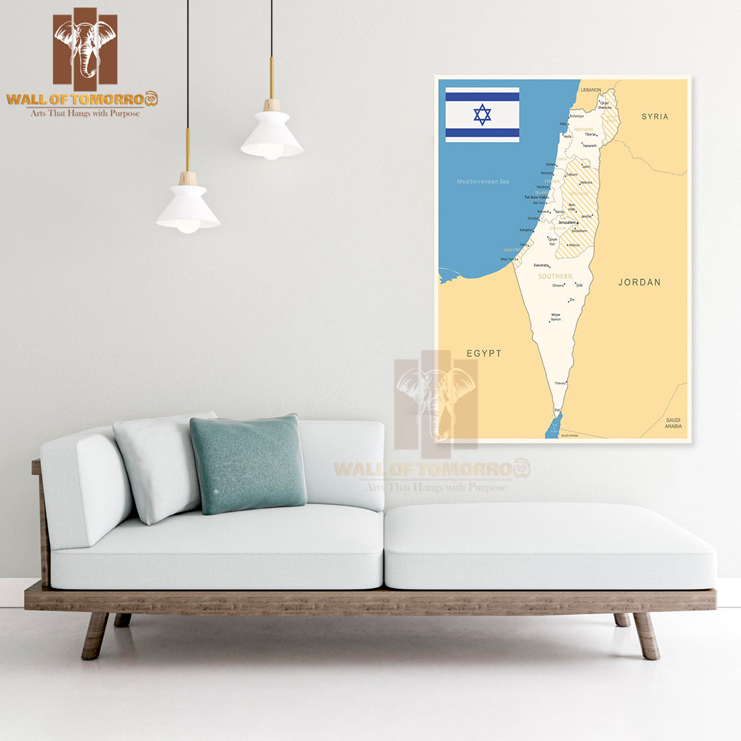 Israel Detailed Map Educational High Quality Unframed Poster Print & Waterproof Poster Print Wall Décor
