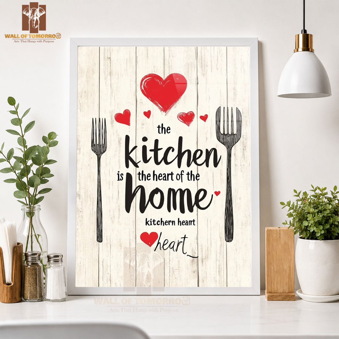 The Kitchen is The Heart of The Home Kitchen & Restaurant High Quality Glass Frame Wall Décors in Sri Lanka