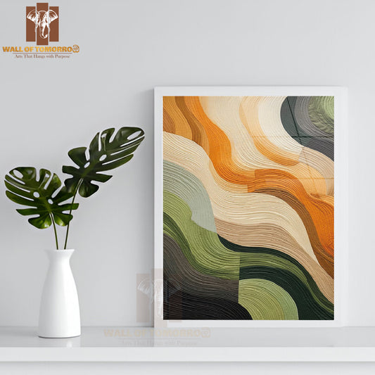Woodland Harmony Fabric Painting High Quality Glass Frame Wall Décor