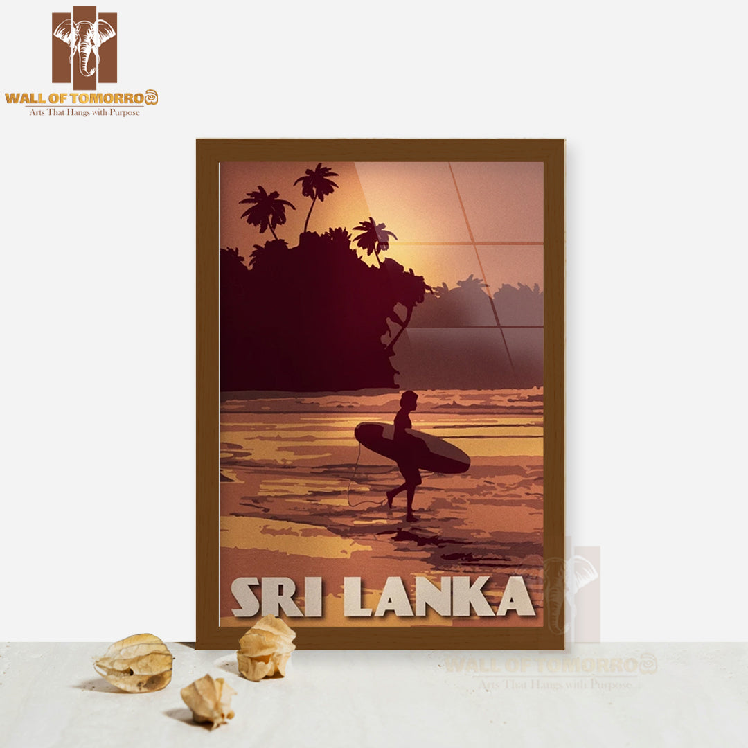 Sri Lanka Surfing Travel High Quality Glass Frame Wall Décor