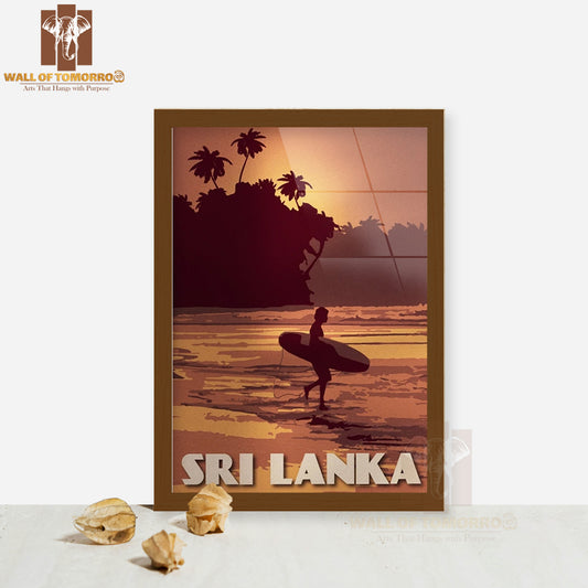 Sri Lanka Surfing Travel High Quality Glass Frame Wall Décor