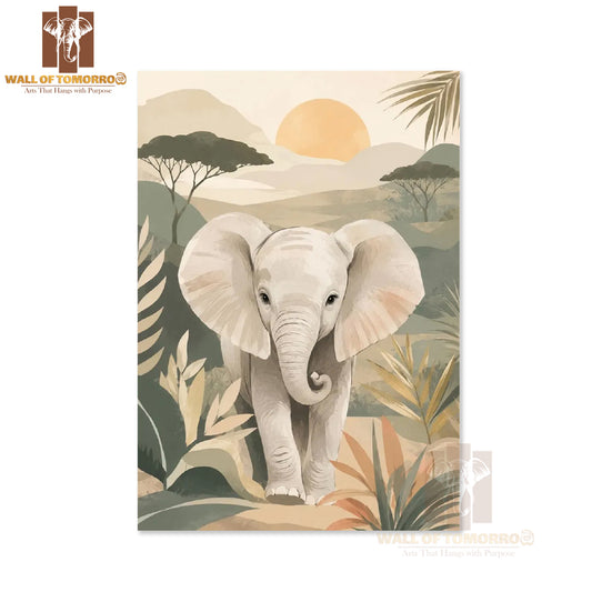 Illustrated Young Elephant Animals High Quality Unframed Poster Print & Laminated Poster Print Wall Décor in Sri Lanka