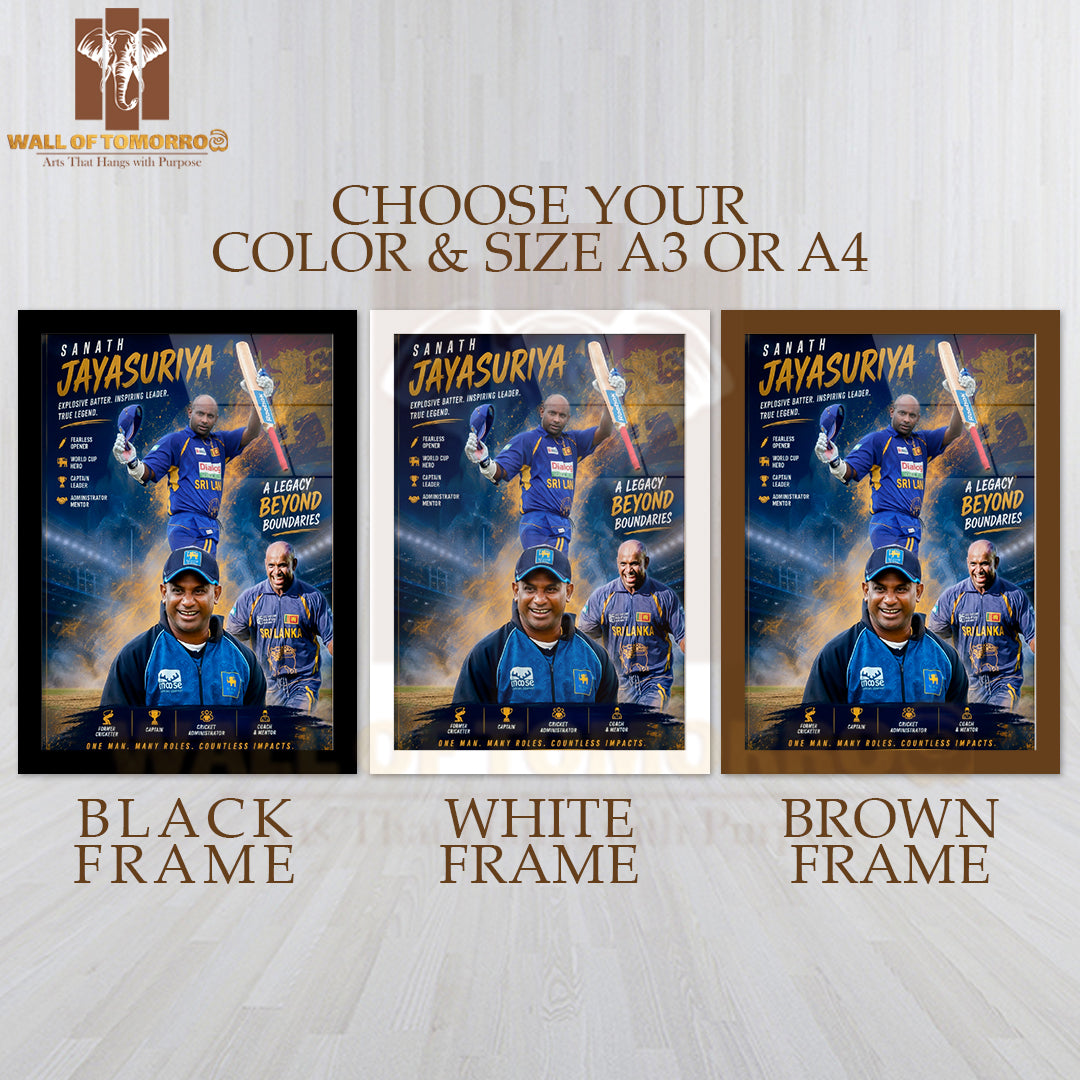 Cricket Legend Incredible Journey of Sanath Jayasuriya Sports High Quality Glass Frame Wall Décor