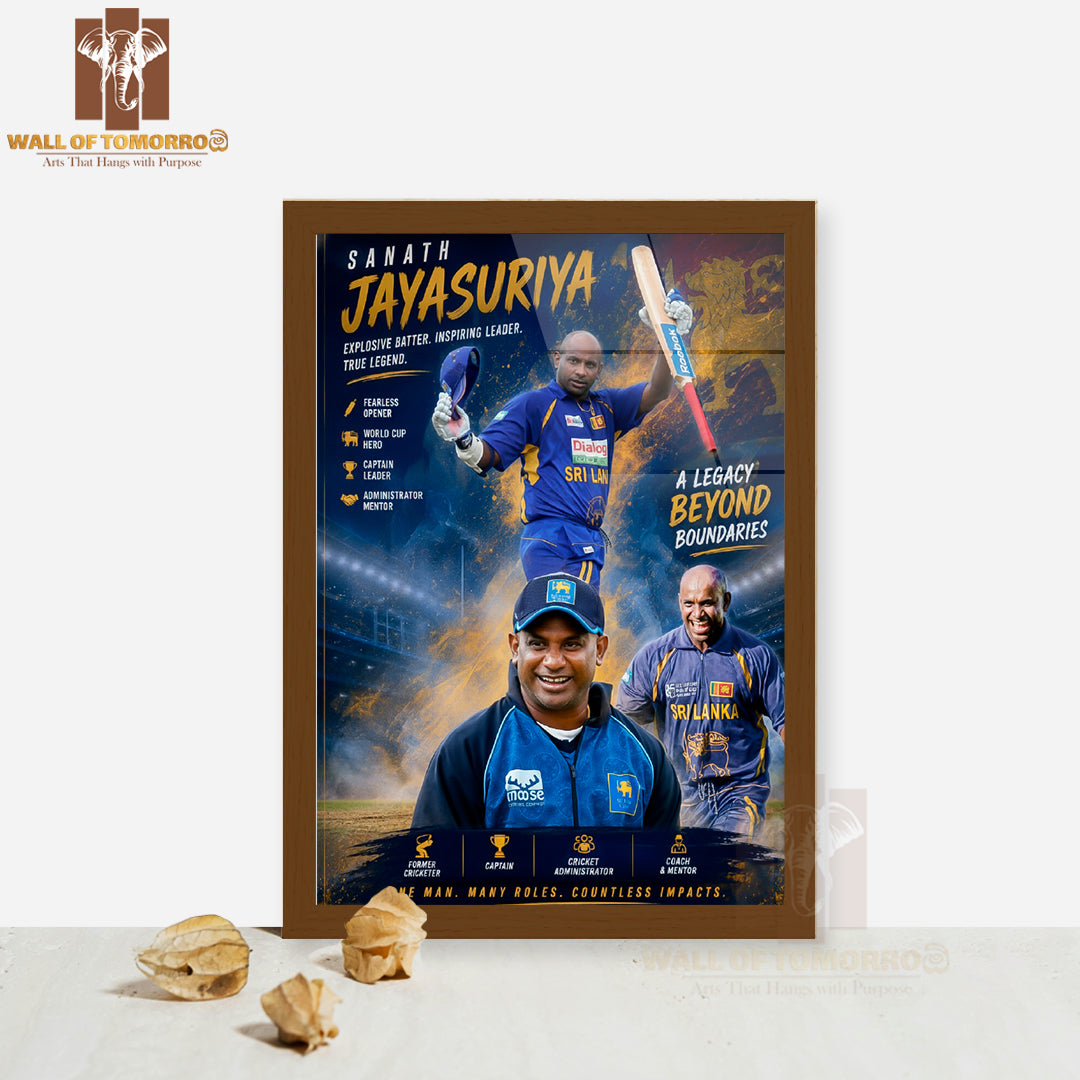 Cricket Legend Incredible Journey of Sanath Jayasuriya Sports High Quality Glass Frame Wall Décor