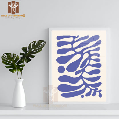 Abstract Design Featuring a Blue and White Wave Pattern High Quality Glass Frame Wall Décors in Sri Lanka
