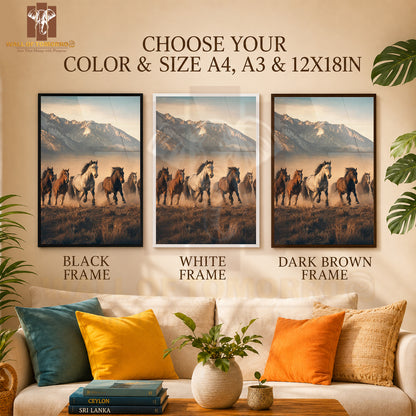 Running Horse Painting with Moon Animals High Quality Glass Frame Wall Décor in Sri Lanka