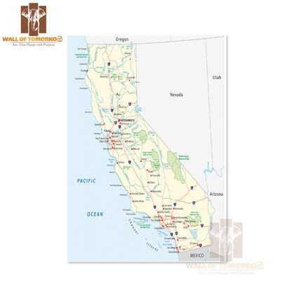 California Map Educational High Quality Unframed Poster Print & Waterproof Poster Print Wall Décor