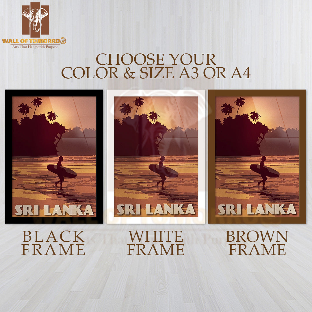 Sri Lanka Surfing Travel High Quality Glass Frame Wall Décor