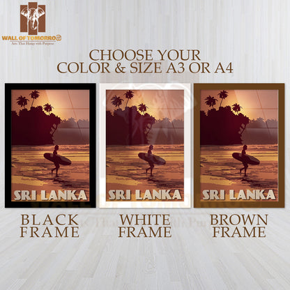 Sri Lanka Surfing Travel High Quality Glass Frame Wall Décor