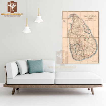 Map of the island of Ceylon, Corrected up to 1893 High Quality Unframed Poster Print & Waterproof Poster Print Wall Décor in Sri Lanka