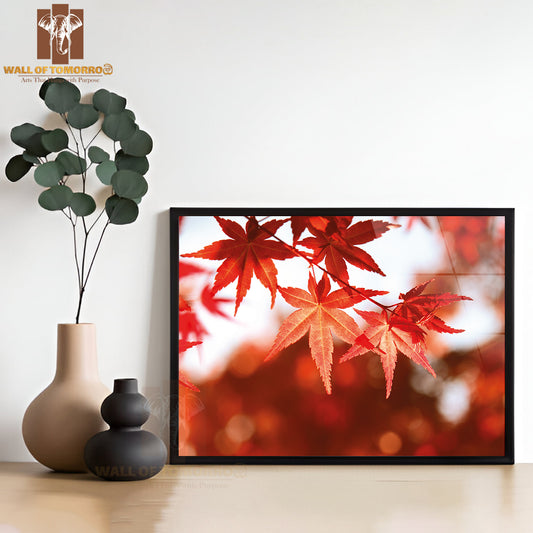 Red Maple Leaves Nature Picture High Quality Unframed Poster Print & Waterproof Poster Print Wall Décor