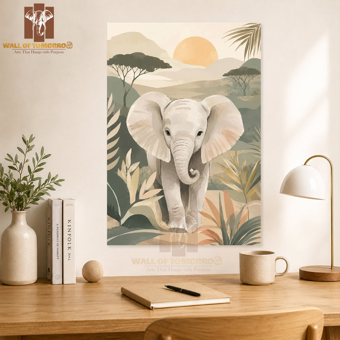 Illustrated Young Elephant Animals High Quality Unframed Poster Print & Laminated Poster Print Wall Décor in Sri Lanka