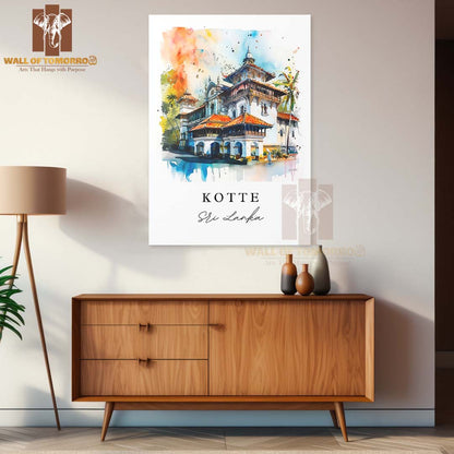 Kotte Watercolor Travel, Sri Lanka High Quality Unframed Poster Print & Laminated Poster Print Wall Décor