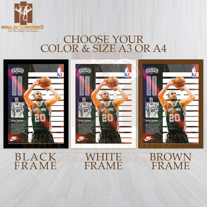 Famous Basketball Team Player Skills and Team Identity Sports High Quality Glass Frame Wall Décor