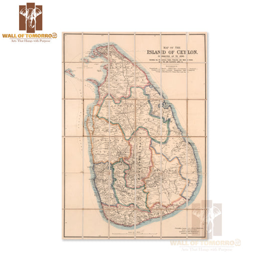 Map of the island of Ceylon, Corrected up to 1893 High Quality Unframed Poster Print & Waterproof Poster Print Wall Décor in Sri Lanka