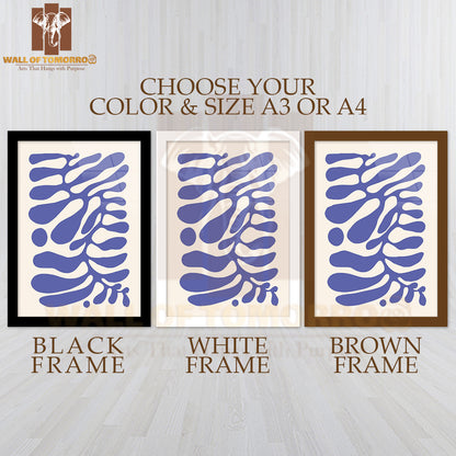 Abstract Design Featuring a Blue and White Wave Pattern High Quality Glass Frame Wall Décors in Sri Lanka