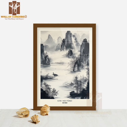 Kiri No Fukei Japandi Elegance Art High Quality Glass Frame Wall Décor