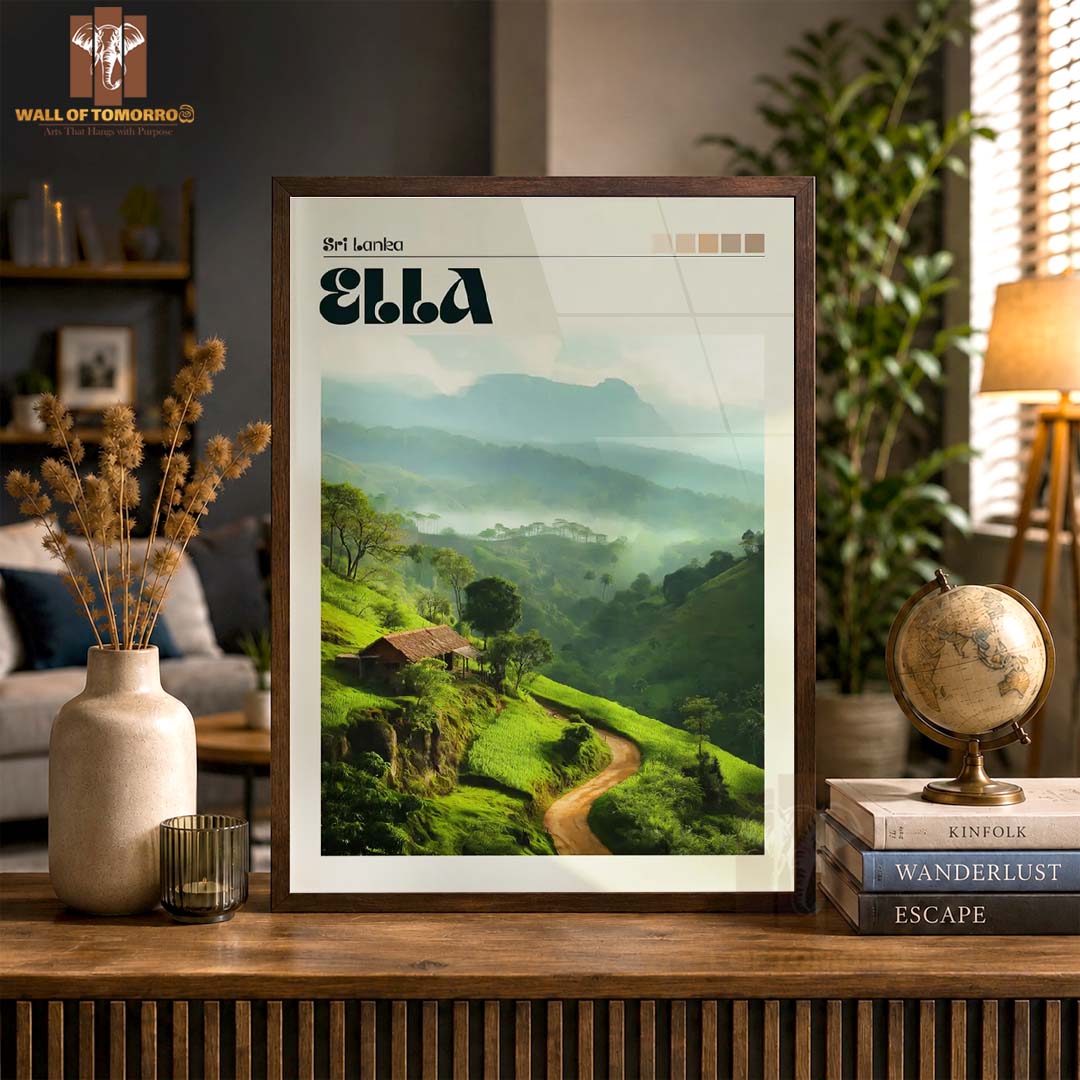 Lanka Tea Plantation, Ella, Sri lanka Travel High Quality Glass Frame Wall Décor