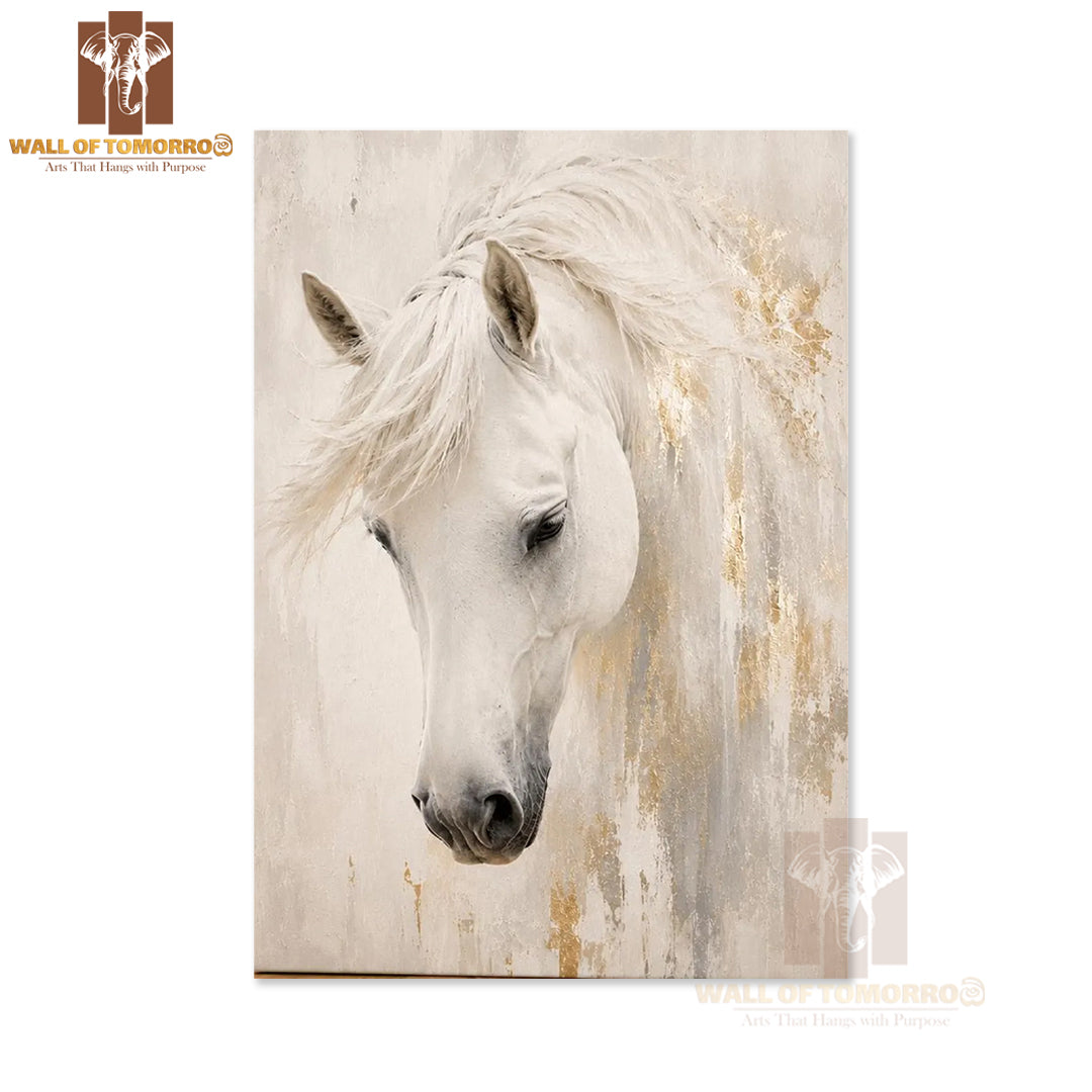 White Horses Painting Animals High Quality Unframed Poster Print & Laminated Poster Print Wall Décor in Sri Lanka