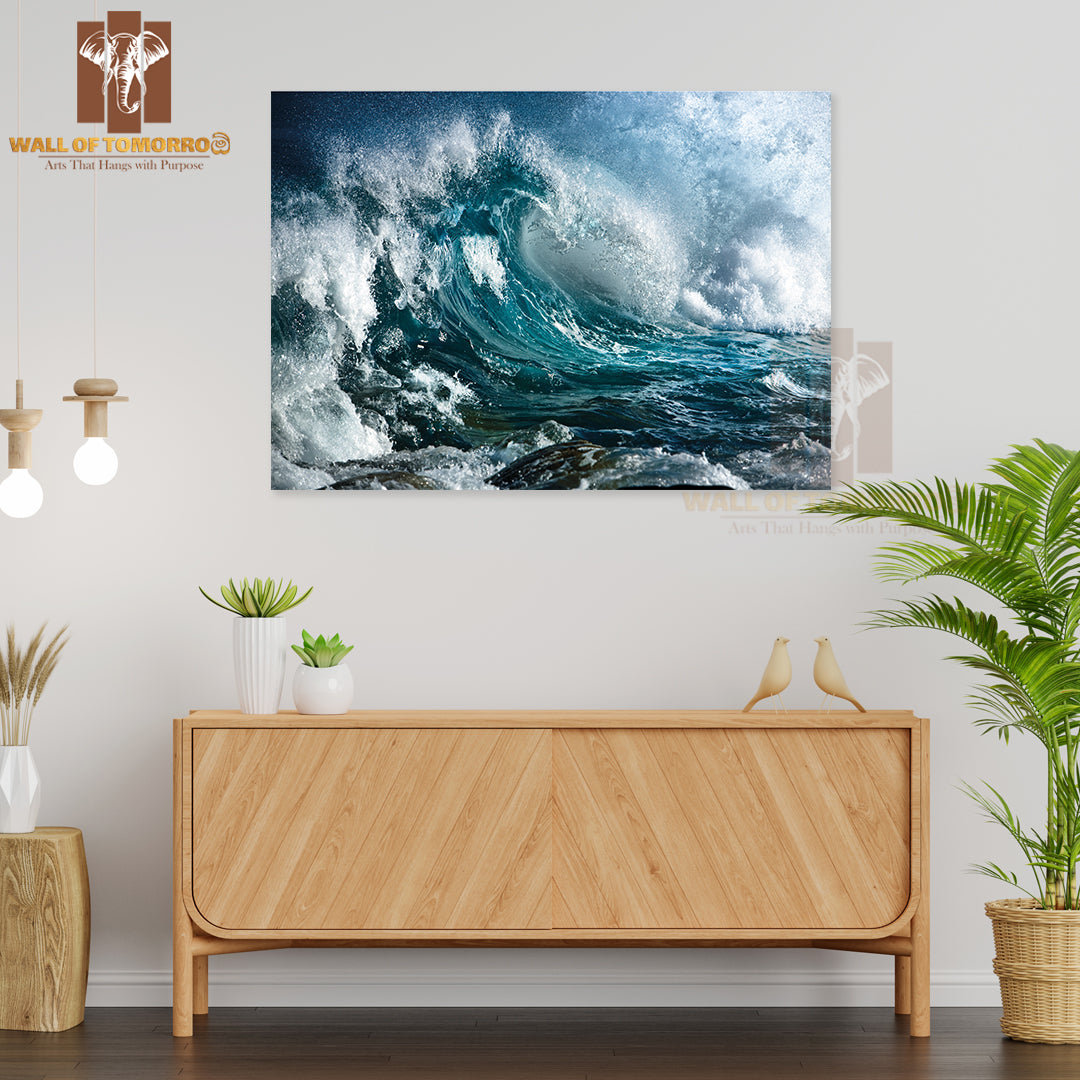 Ocean Wave Closeup Shot High Quality Unframed Poster Print & Waterproof Poster Print Wall Décor