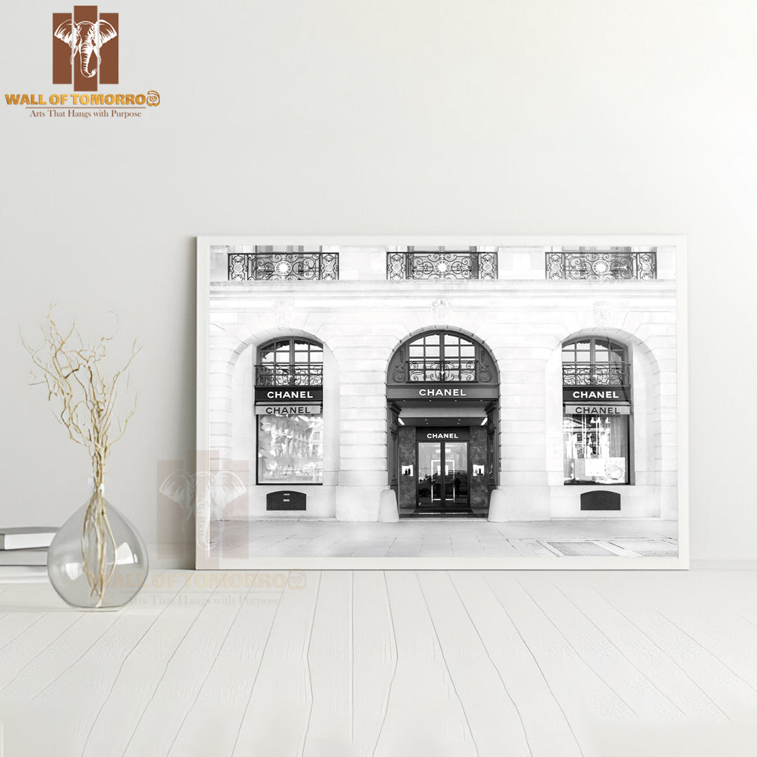 Famous Fashion Shop in Place Vendome B&W High Quality Unframed Poster Print & Waterproof Poster Print Wall Décor
