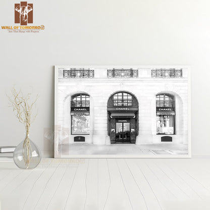 Famous Fashion Shop in Place Vendome B&W High Quality Unframed Poster Print & Waterproof Poster Print Wall Décor
